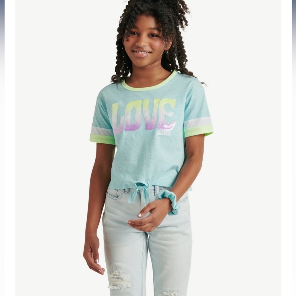 NWT Justice Girls Baseball Graphic T-Shirt, Size: M (10)